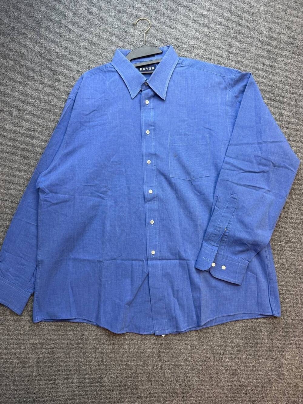 Arrow Dover Men’s 16 34/35 Blue Broadcloth Dress Shirt Made USA Long Sleeve